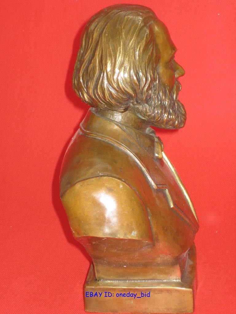 Large Karl Marx Bronze Statue Sculpture 11H