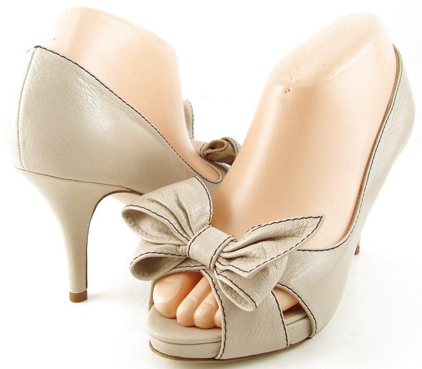 Kate Spade Best Cream Womens Designer Shoes Open Toe Bow Platform