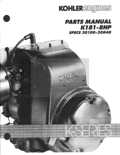 Genuine KOHLER 8hp Small Engine Illustrated PARTS Manual For K181 TP.
