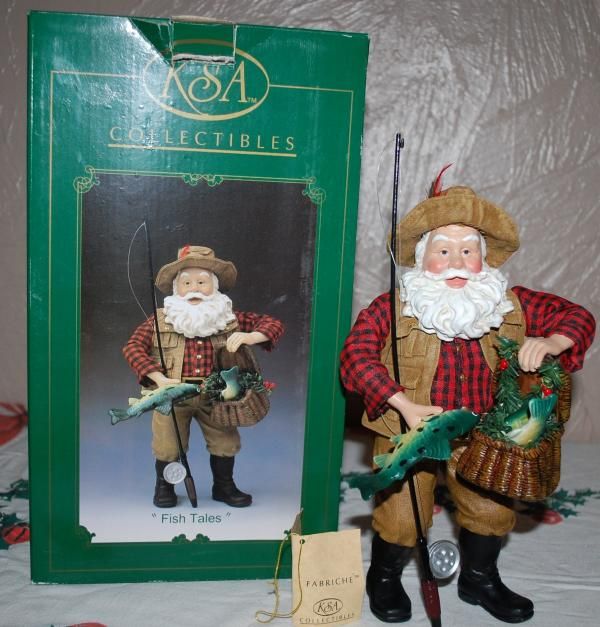 Kurt Adler Fabriche Christmas Santa Fish Tales Fisherman Mint in Box