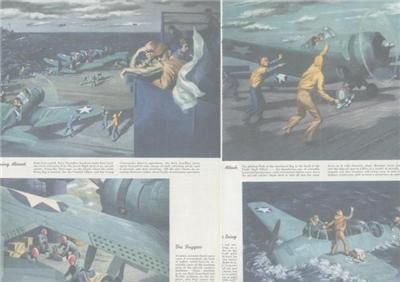1944 Aircraft Carrier Action Packed Paintings by Lawrence Smith