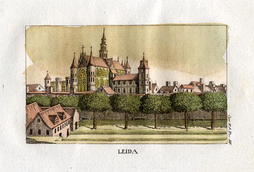 Antique Print Leiden Netherlands View Church Carr 1820