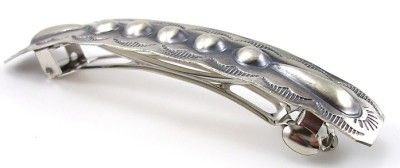 Old Style Repousse Hair Barrette Sterling Silver Navajo Chee
