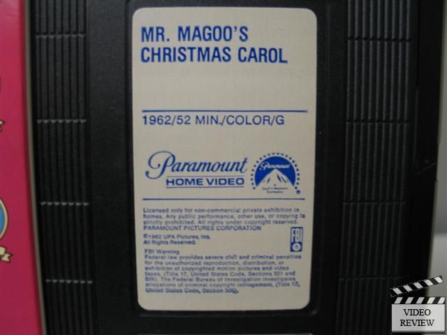Mister Magoos Christmas Carol VHS Jim Backus, Morey Amsterdam, Jack