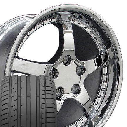 18 17 Chrome C5 Style Wheels Tires Set of 4 Rims Fit Corvette C4
