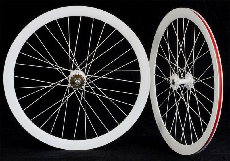 Fixie Freewheel Track Wheel Wheelset Deep V White (Spokes painting