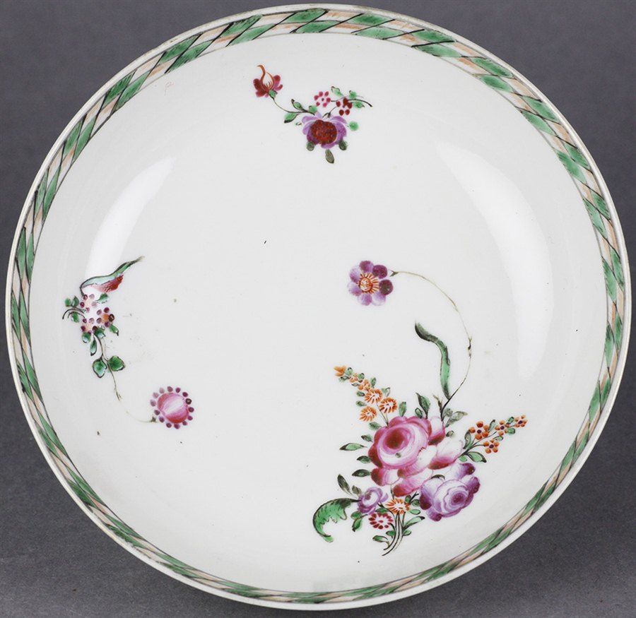 Stunning Antique Chinese Floral Painted Tea Cup and Saucer Qianlong