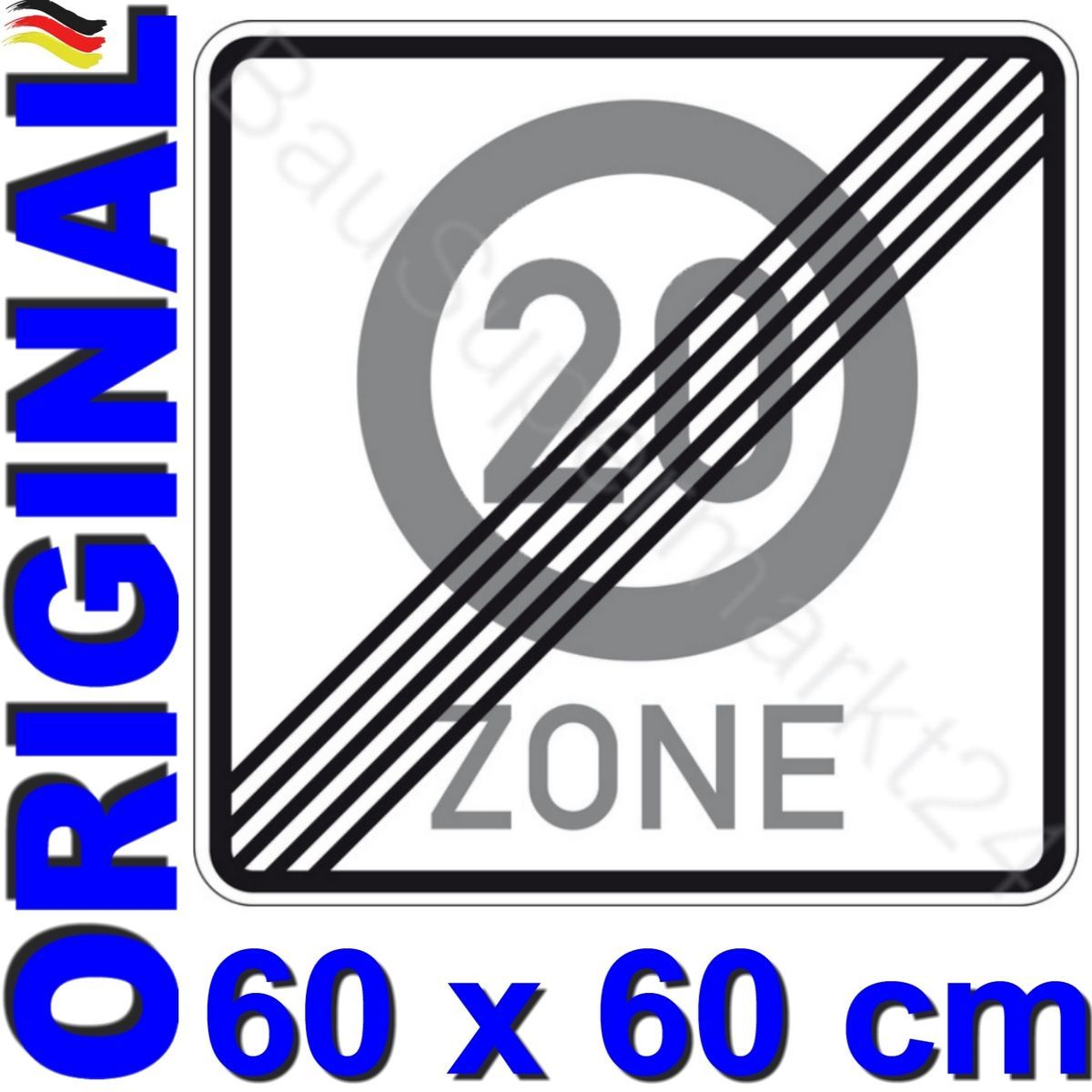 Original Schild 30 Geburtstag Zone Ende 20 Verkehrsschild 60x60 Verkehrszeichen 