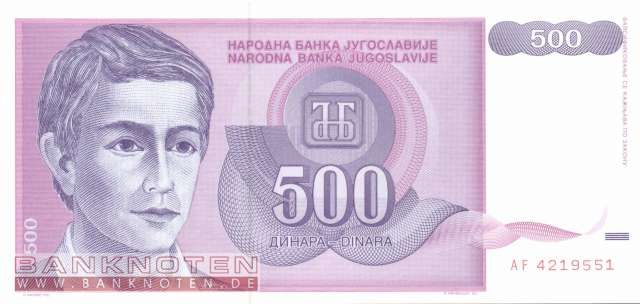 Jugoslawien / Yugoslavia   500 Dinara 1992   P.113 UNC