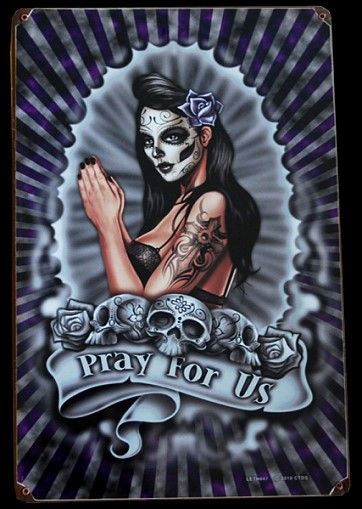 Pray BLECHSCHILD la Muerta Tattoo Mexican Kult Skull