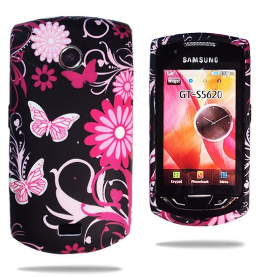 FOR SAMSUNG S5620 MONTE FLORA PINK BUTTERFLY CASE COVER