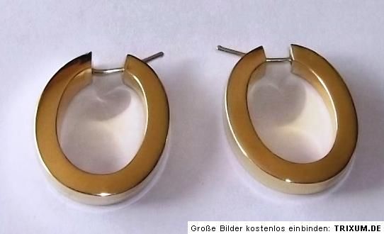 große ovale Creolen Ohrringe vierkant Profil 585 Gold 7,7 Gramm