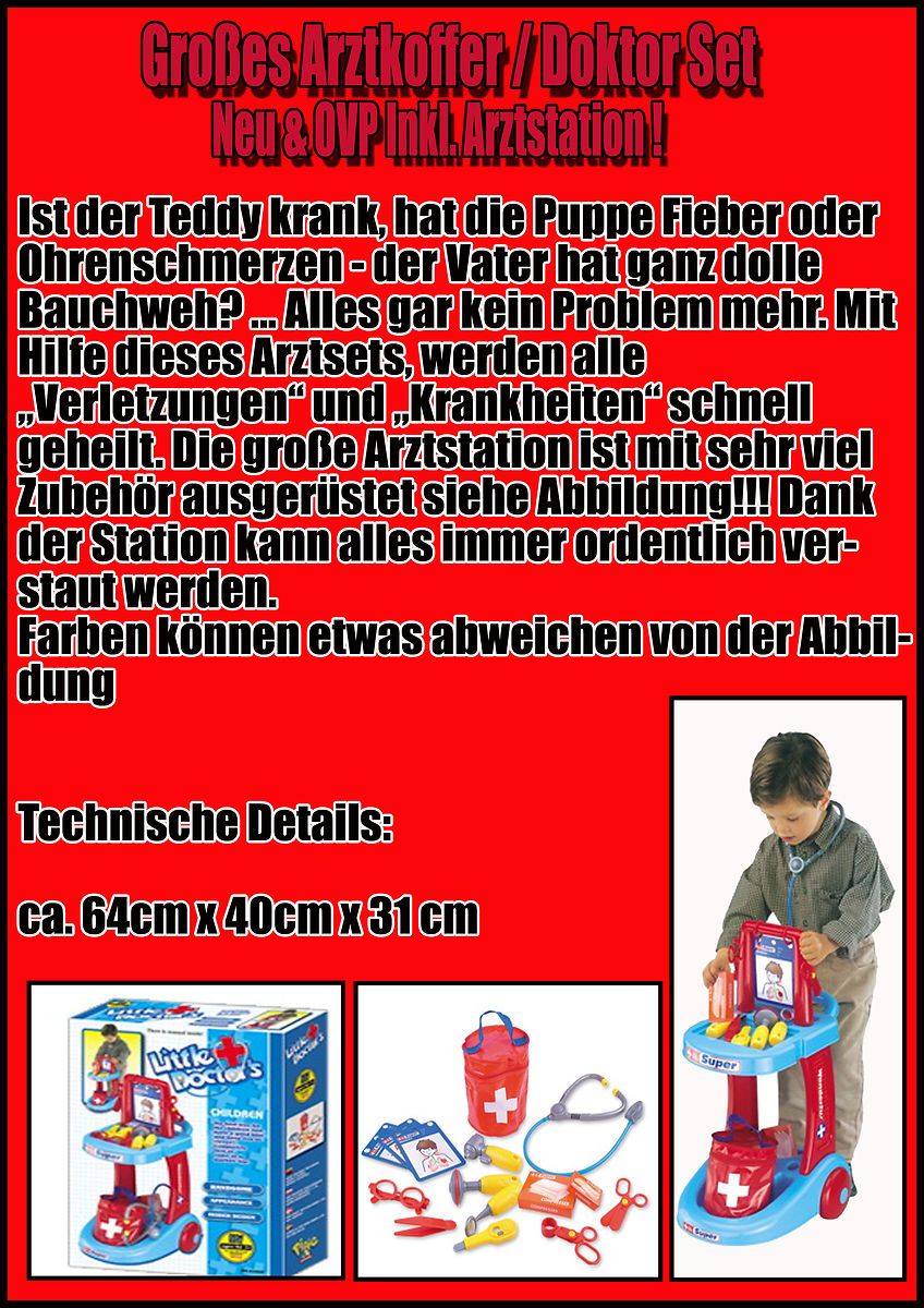 Großer Arztkoffer Doktor Set Arzt Tasche Kinder Arzt Station Zubehör