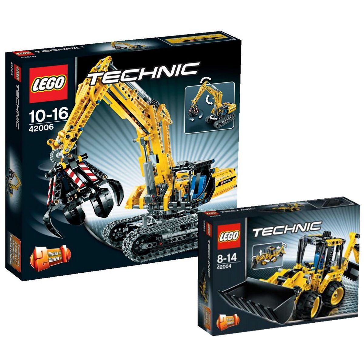 LEGO Technic 42004 + 42006 Mini Baggerlader & Raupenbagger NEU & OVP