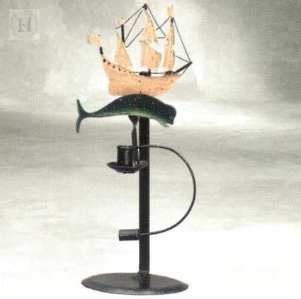Pendelfigur Segelschiff mit Wal & Kerzenhalter